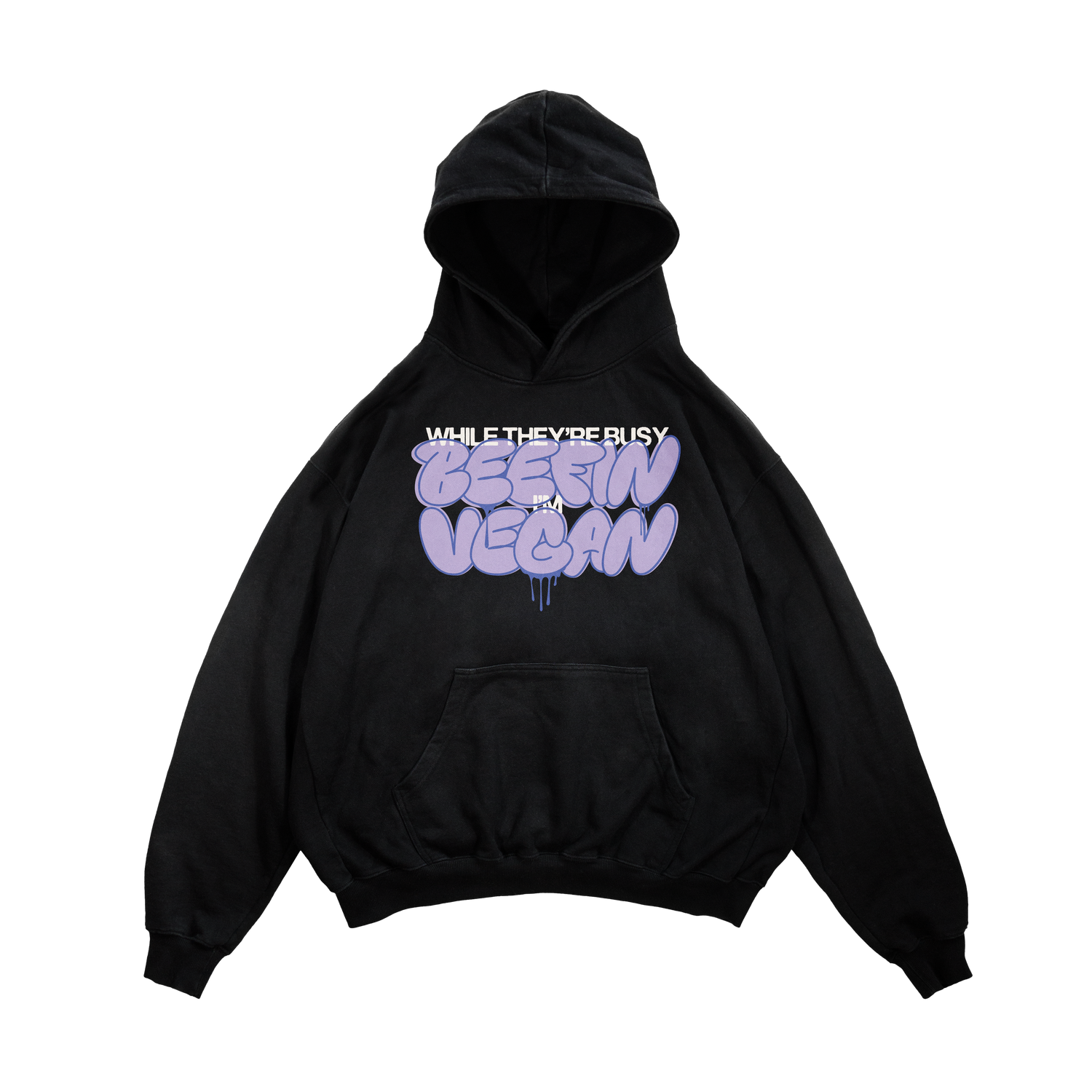 Slutty Vegan While They're Beefin'... I'm Vegan Hoodie 2 – Black