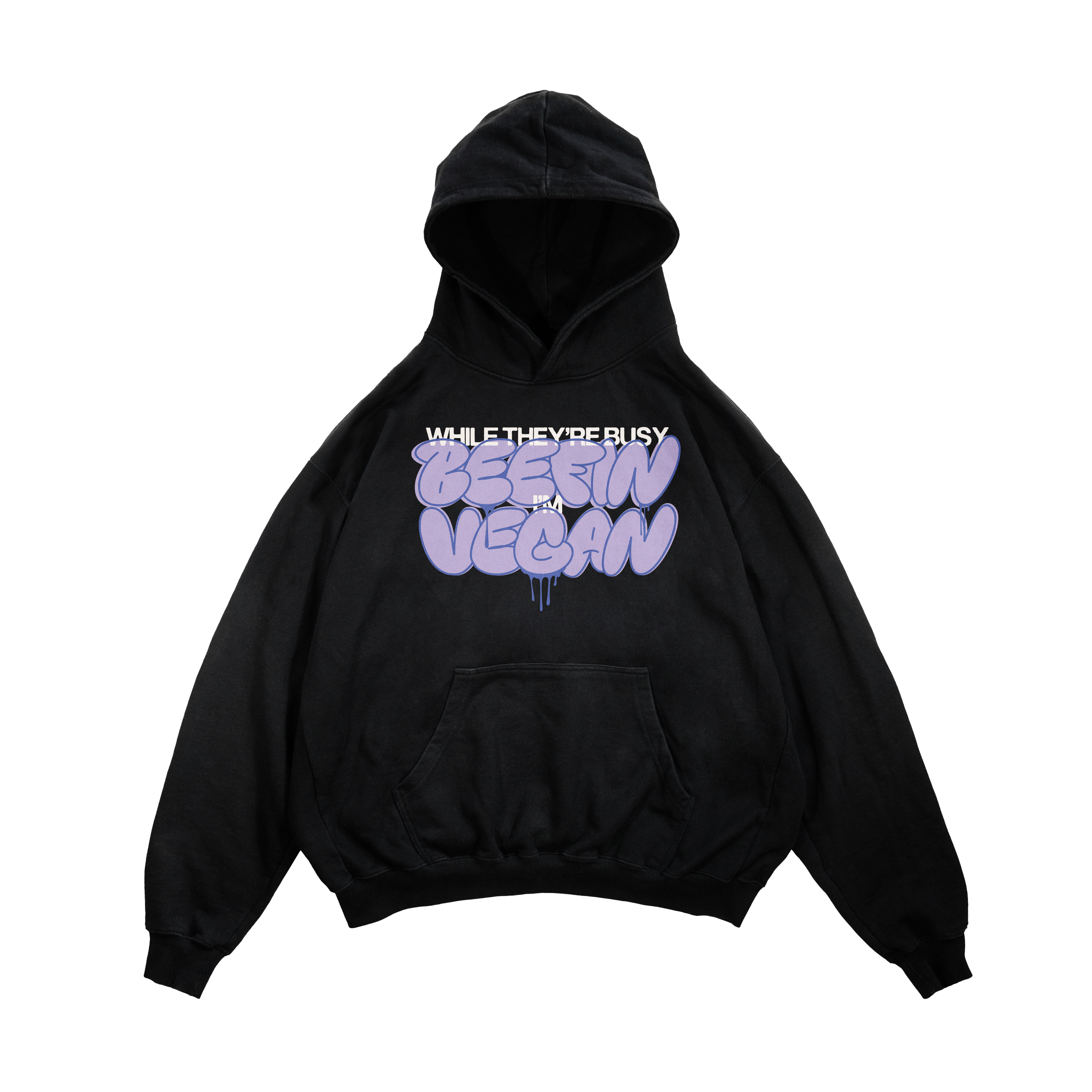 Slutty Vegan While They're Beefin'... I'm Vegan Hoodie 2 – Black