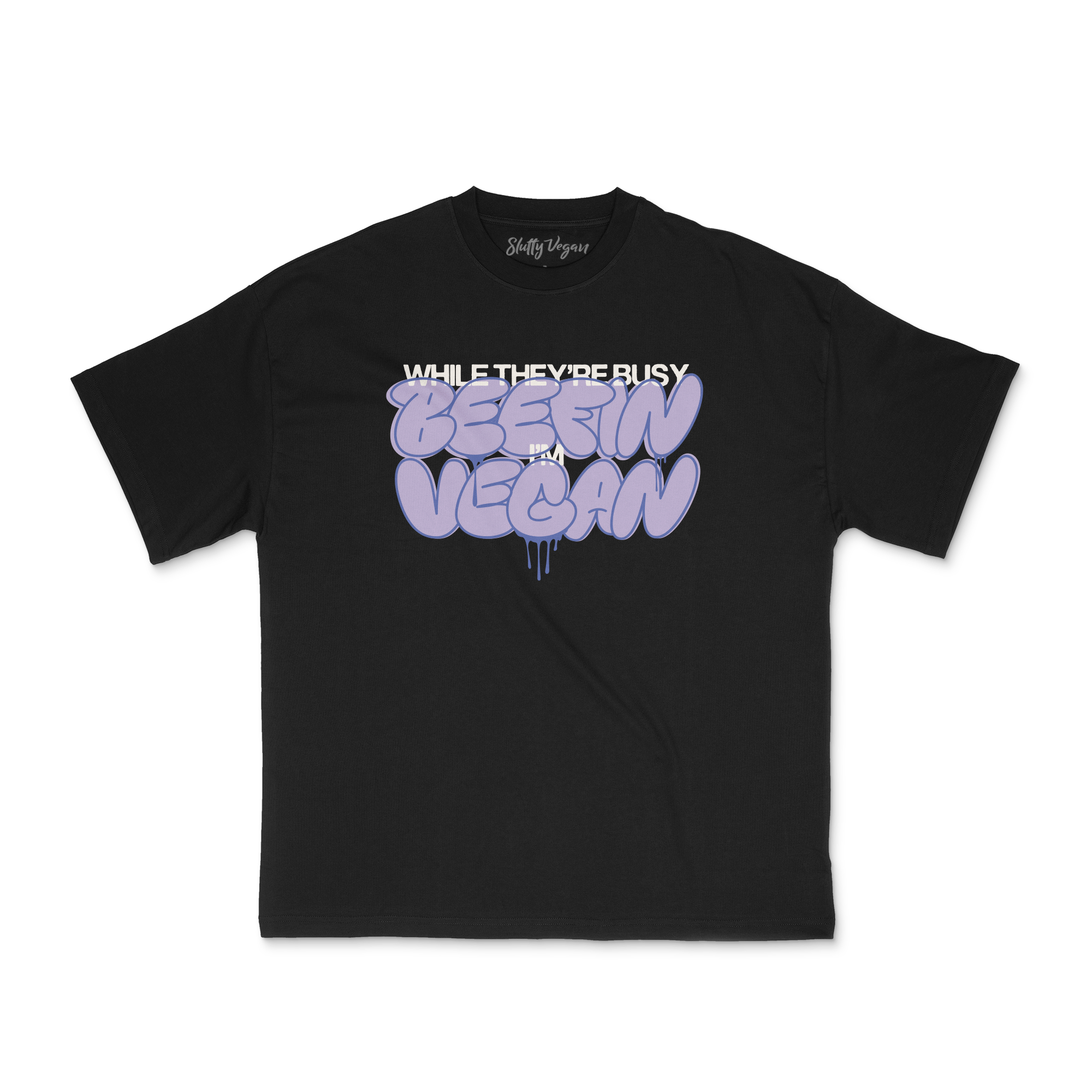 Slutty Vegan While They're Beefin'... I'm Vegan Tee – Black 2