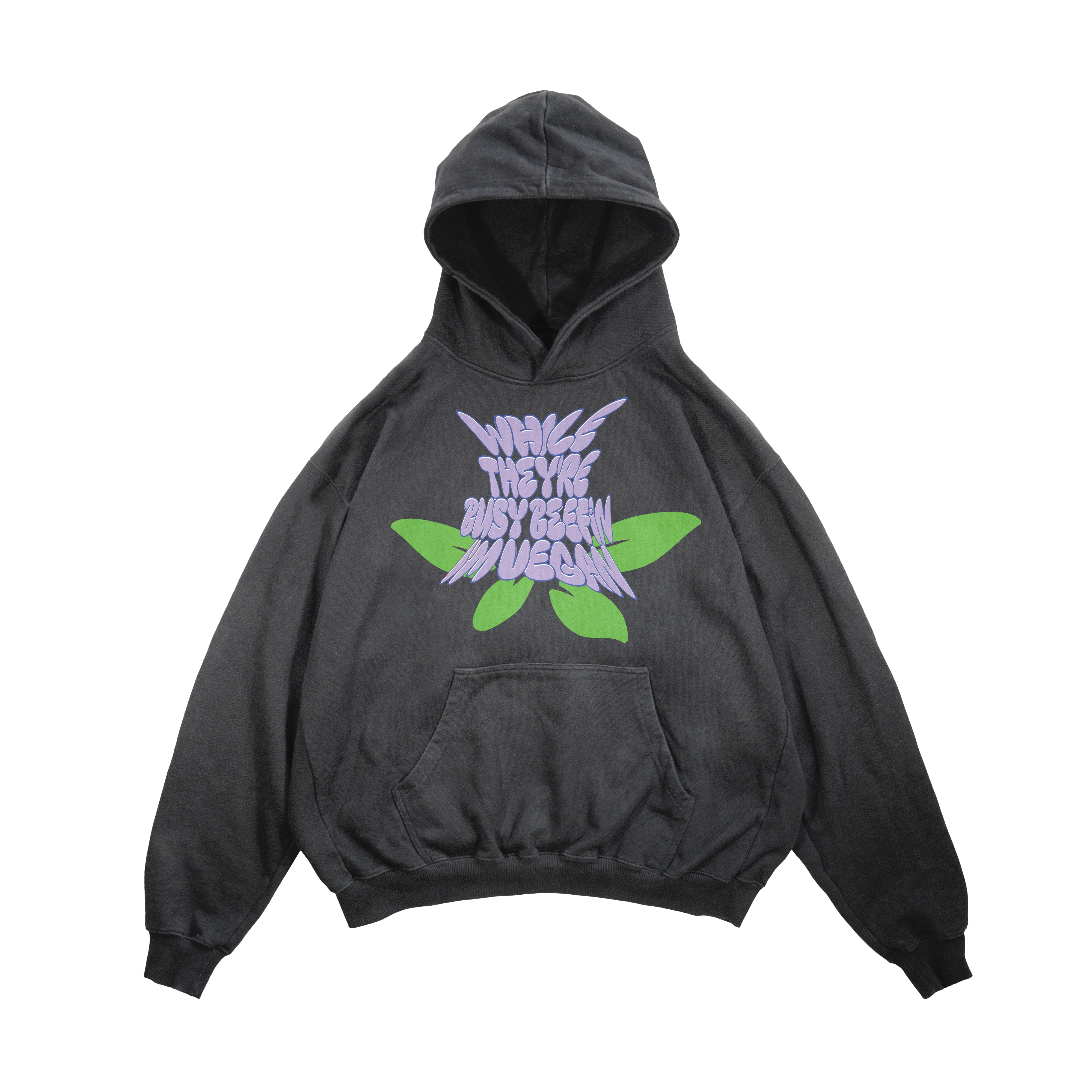 Slutty Vegan While They're Beefin'... I'm Vegan Hoodie 3 – Vintage Black