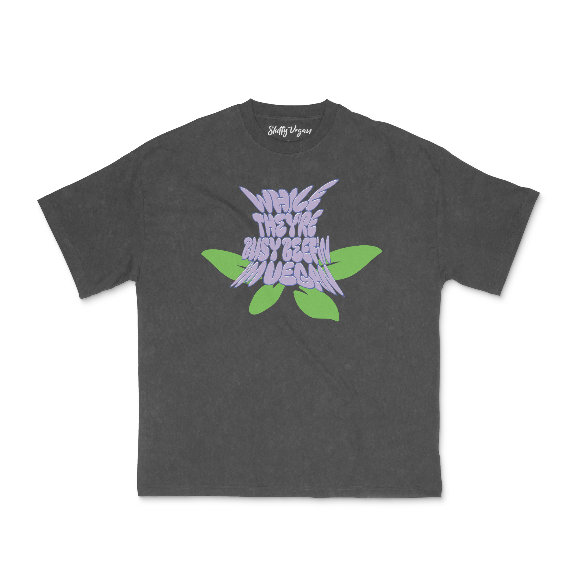 Slutty Vegan While They're Beefin'... I'm Vegan Tee – Vintage Black 3