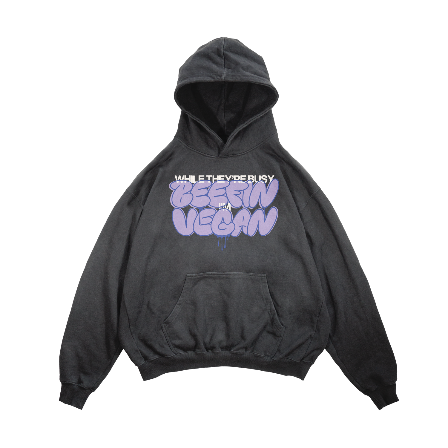 Slutty Vegan While They're Beefin'... I'm Vegan Hoodie 2 – Vintage Black