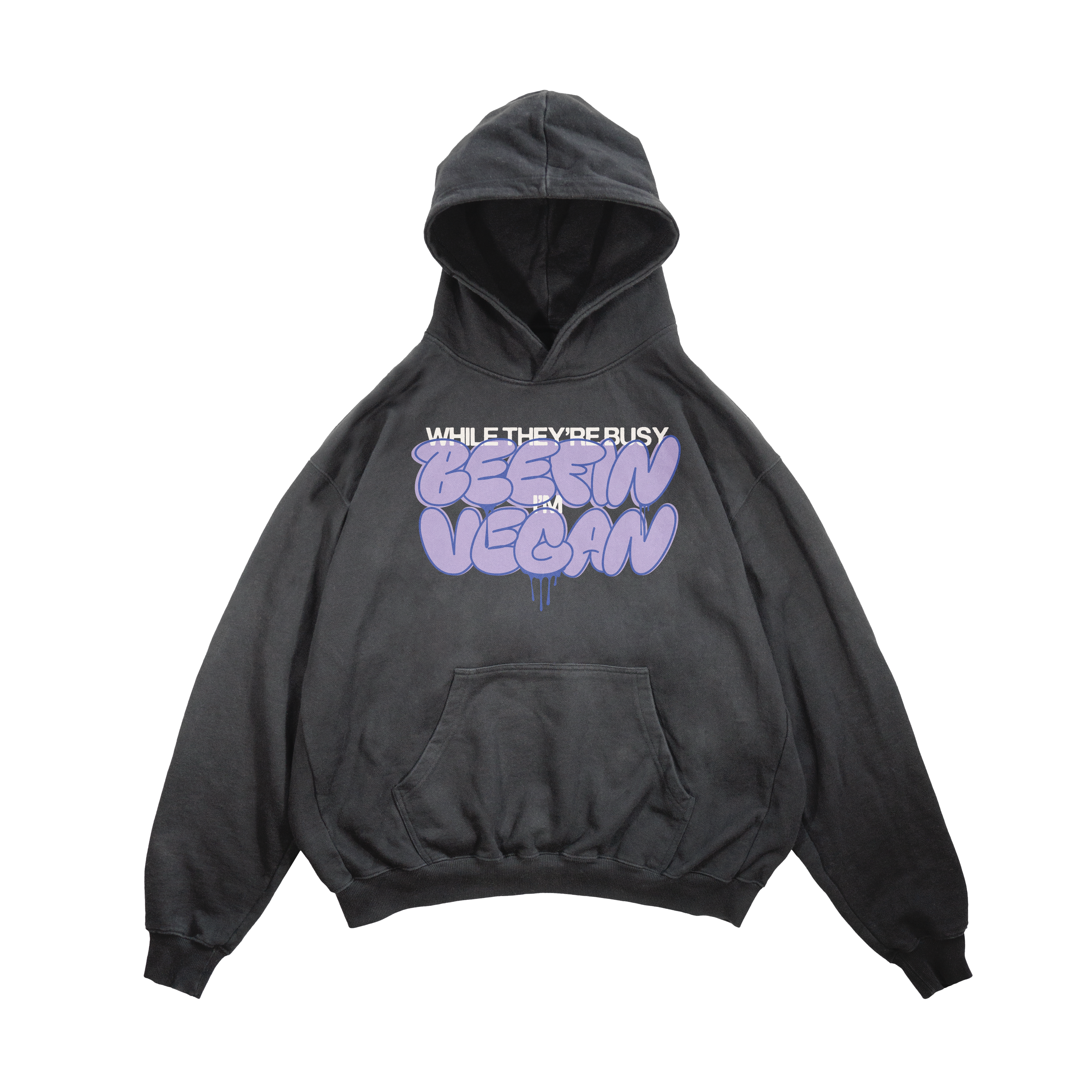 Slutty Vegan While They're Beefin'... I'm Vegan Hoodie 2 – Vintage Black