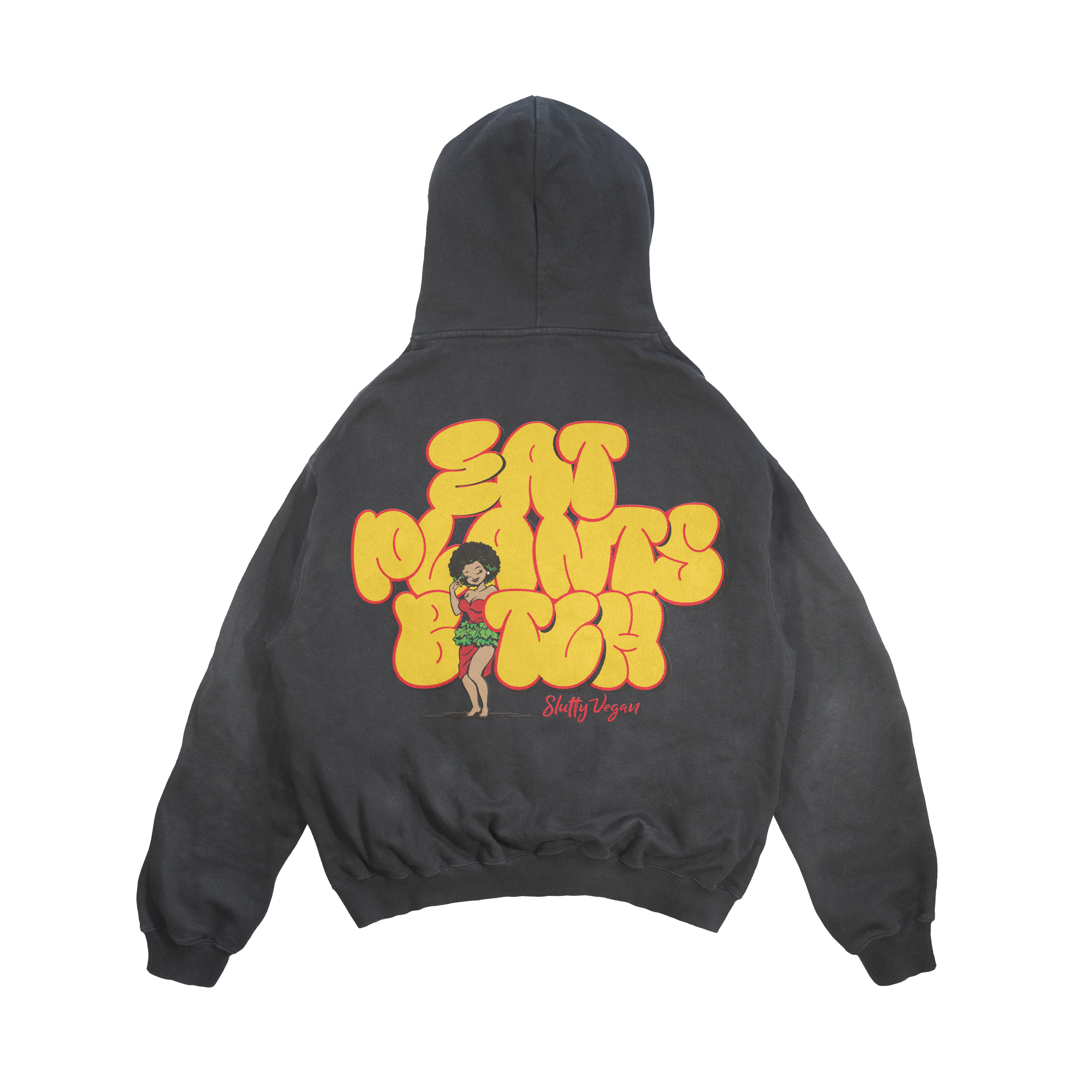 Slutty Vegan Eat Plants Bitch Hoodie – Vintage Black