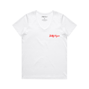 Slutty Vegan Logo Women's V-Neck Tee – White