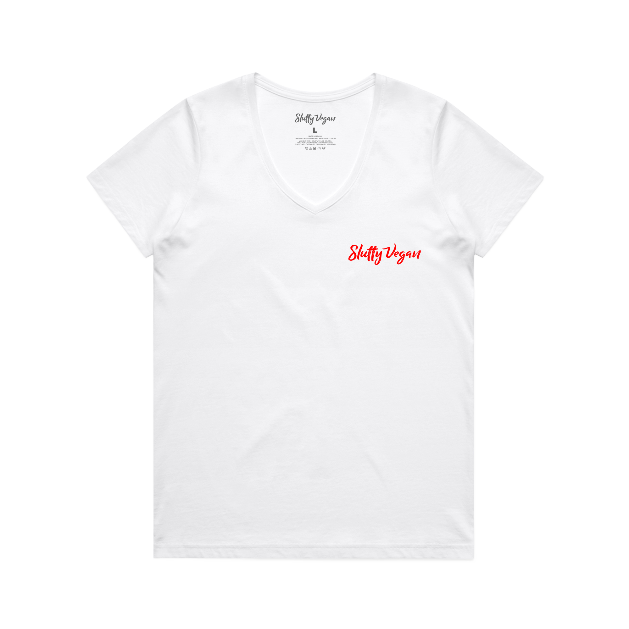 Slutty Vegan Logo Women's V-Neck Tee – White