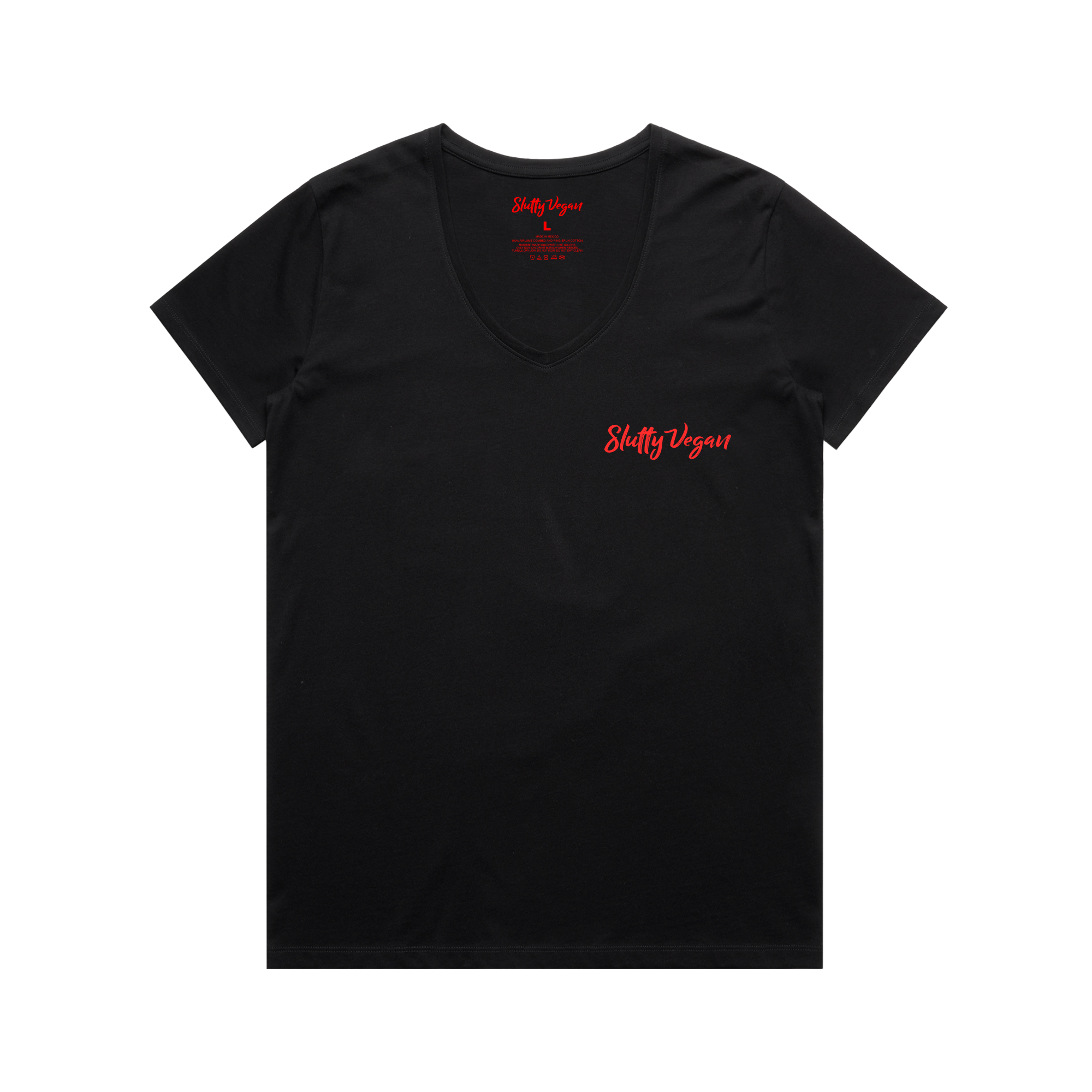 Slutty Vegan Logo Women's V-Neck Tee – Black