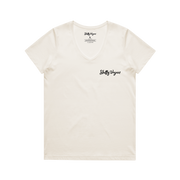 Slutty Vegan Logo Women's V-Neck Tee – Bone