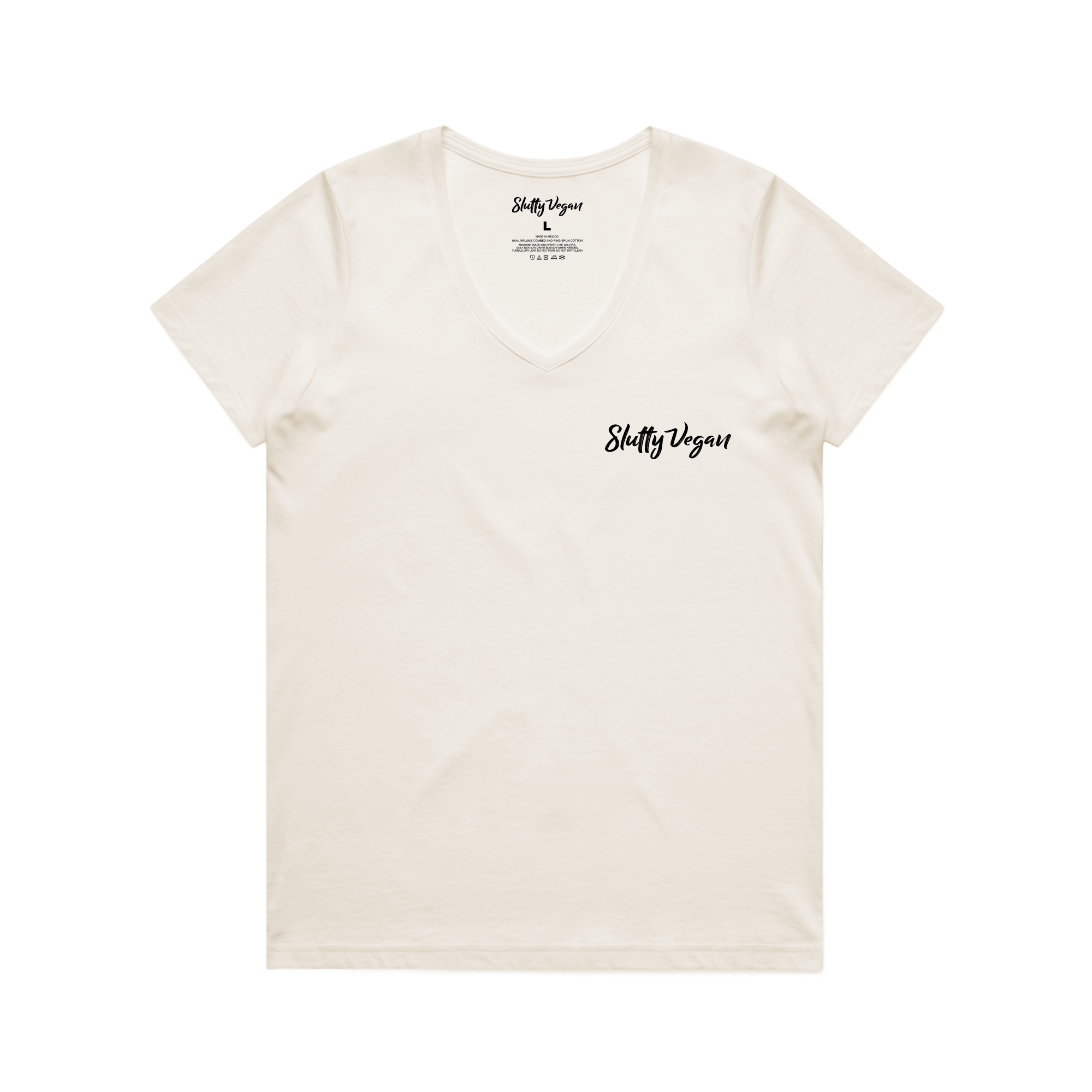Slutty Vegan Logo Women's V-Neck Tee – Bone