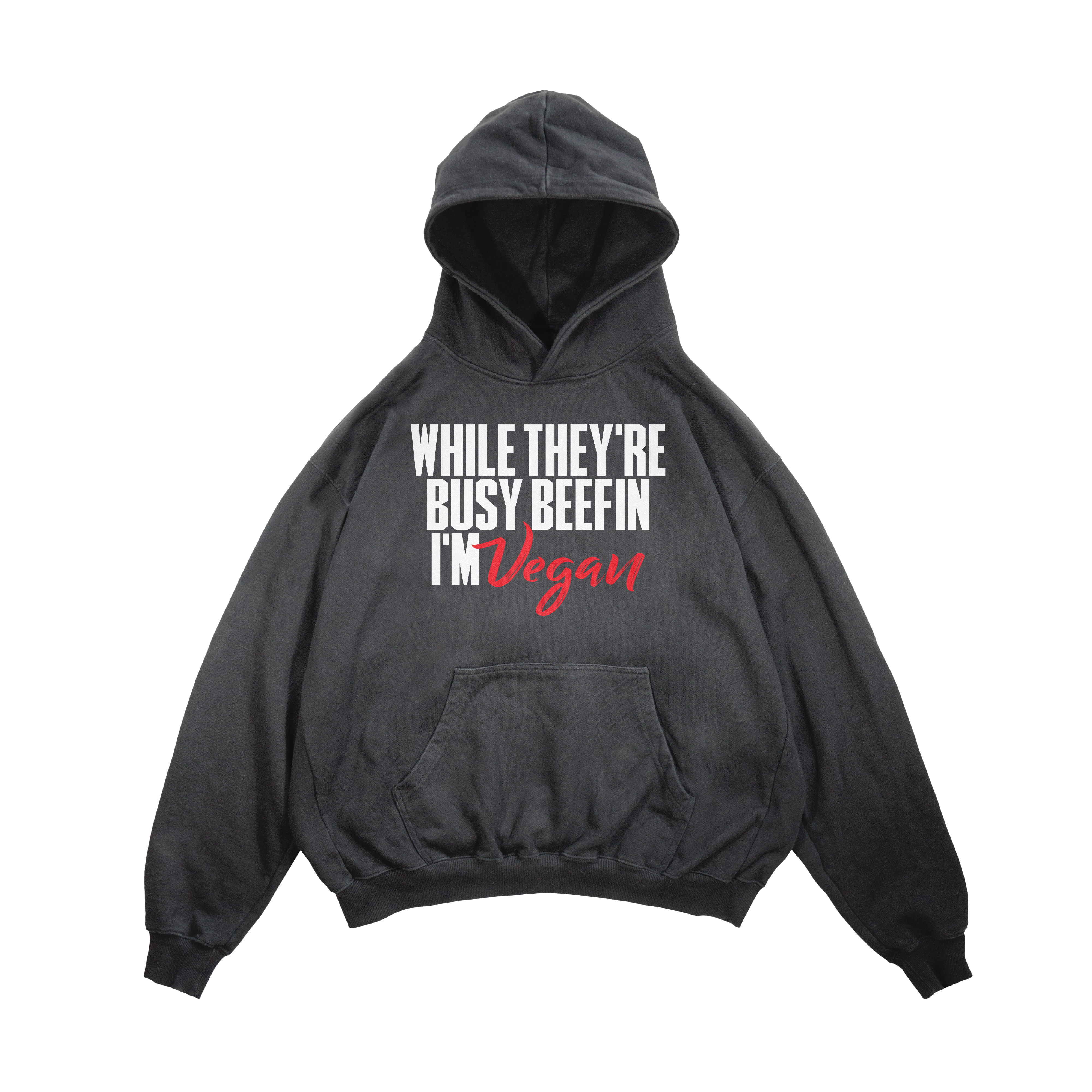 Slutty Vegan While They're Beefin'... I'm Vegan Hoodie – Vintage Black