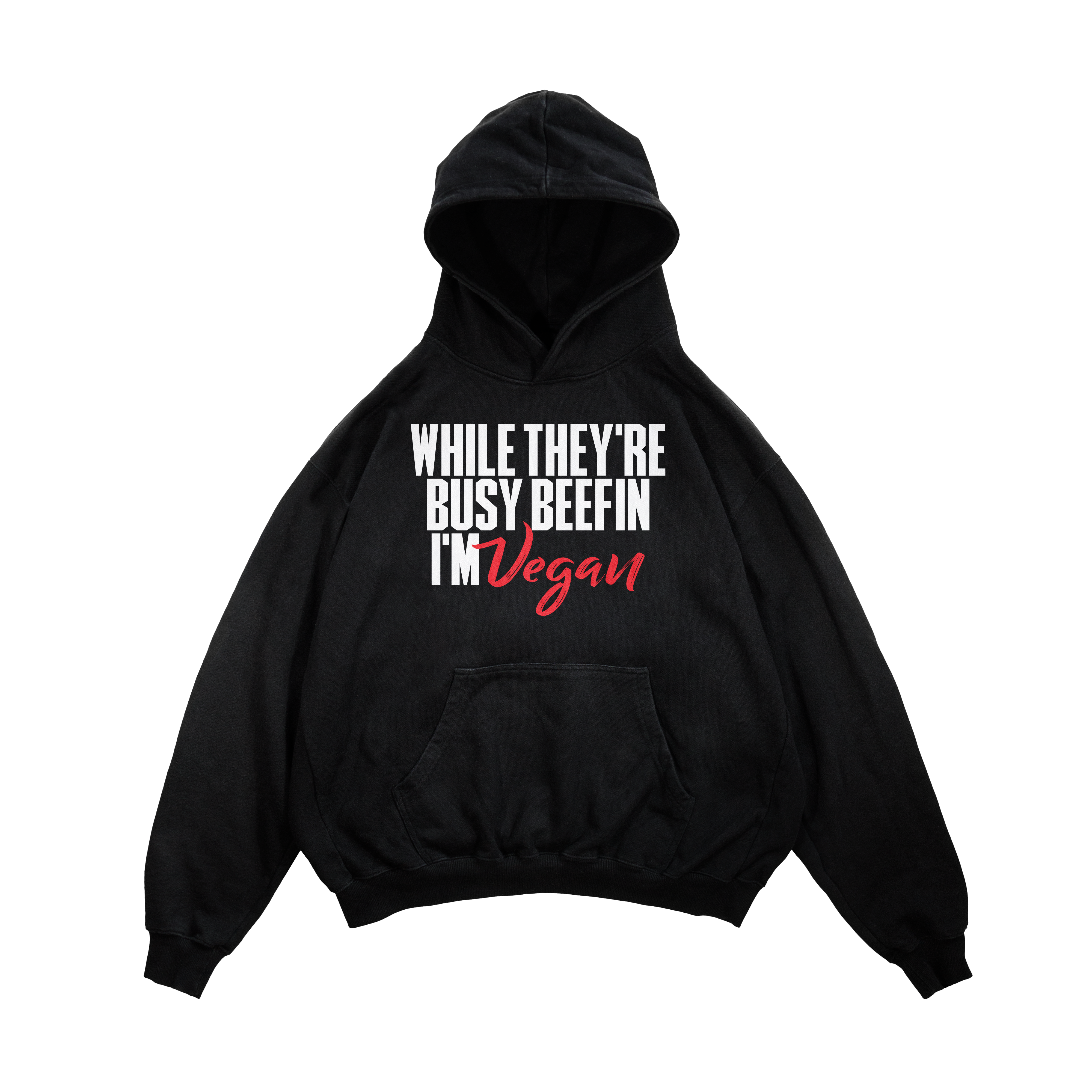 Slutty Vegan While They're Beefin'... I'm Vegan Hoodie – Black