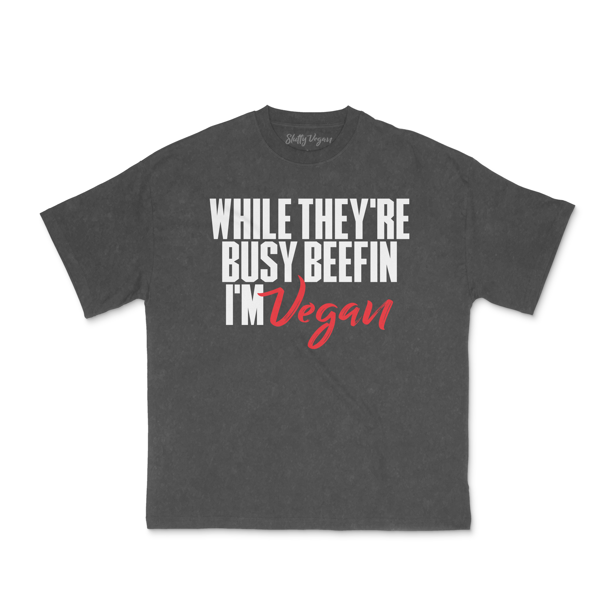 Slutty Vegan While They're Beefin'... I'm Vegan Tee – Vintage Black